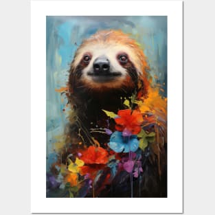 Sloth Portrait Painting Posters and Art